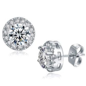 3.44 CTTW HALO STUD EARRINGS WITH ELEMENTS REPLICA