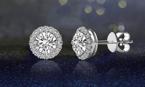 3.44 CTTW HALO STUD EARRINGS WITH ELEMENTS REPLICA