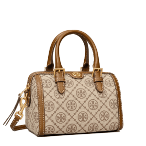 TORY BURCH MONOGRAM JACQUARD MINI BARREL HAZELNUT BROWN