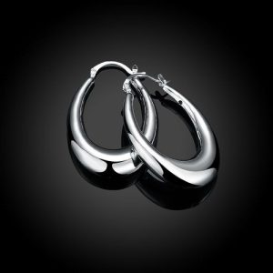 47MM THICK CUT HOOP EARRING IN 18K WHITE GOLD PLATED REPLICA