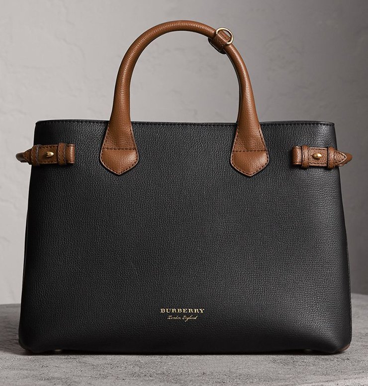 BURBERRY THE BANNER BAG BLACK WITH BROWN HANDLE REPLICA