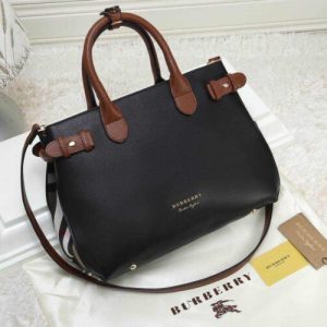 BURBERRY THE BANNER BAG BLACK WITH BROWN HANDLE REPLICA