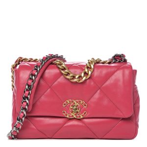 CHANEL 19 DARK PINK FLAP BAG REPLICA