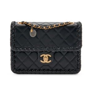 CHANEL BLACK BRAIDED EDGE MINI FLAP BAG BLACK REPLICA