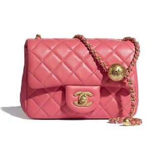 CHANEL WOMEN MINI FLAP BAG CORAL REPLICA