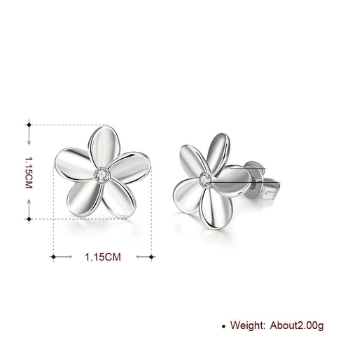 CRYSTAL FLOWER STUD EARRING IN 18K WHITE GOLD PLATED REPLICA