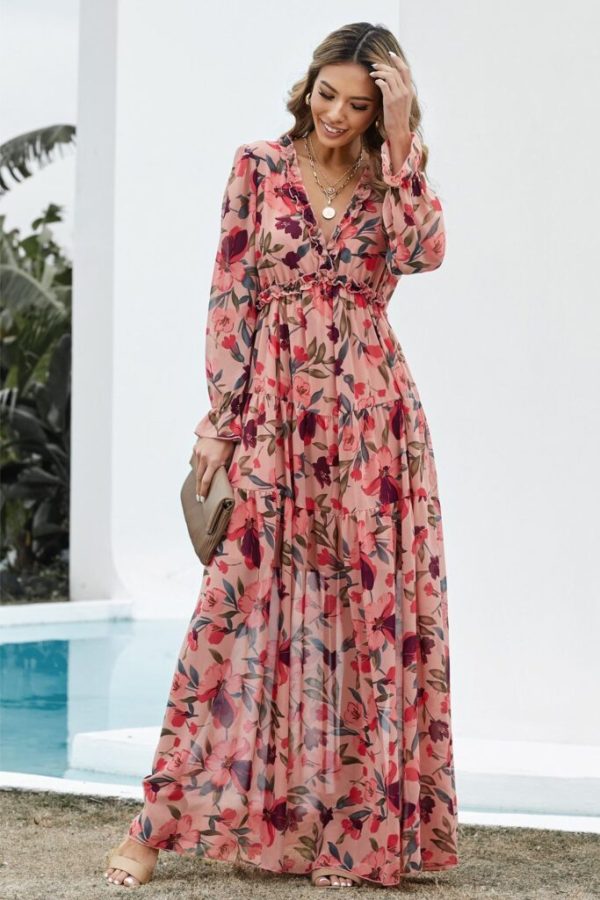 FLORAL RUFFLE TIERED MAXI DRESS REPLICA