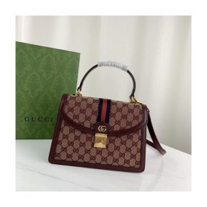 GUCCI OPHIDIA SMALL TOP HANDLE BURGUNDY REPLICA