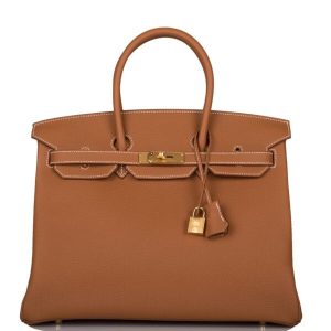 HERMES BIRKIN 35 BROWN TOGO GOLD HARDWARE663 REPLICA