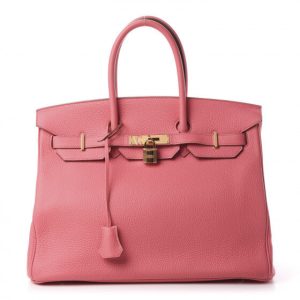 HERMES BIRKIN 35 ROSE LIPSTICK TOGO GOLD HARDWARE REPLICA