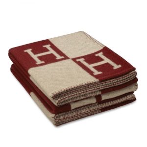 Hermes Avalon Blanket In Fuchsia Wool and Cashmere Replica