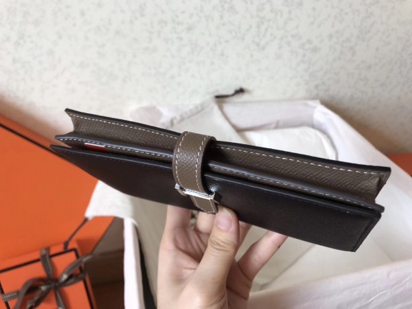 Hermes Bi-Color Epsom Bearn Wallet Black Taupe Replica 1