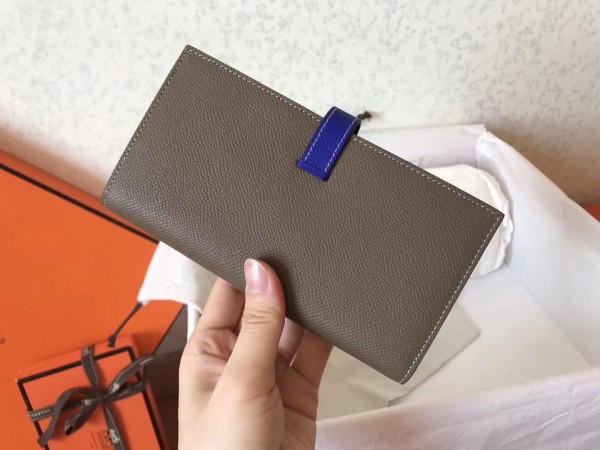 Hermes Bi-Color Epsom Bearn Wallet Blue Replica