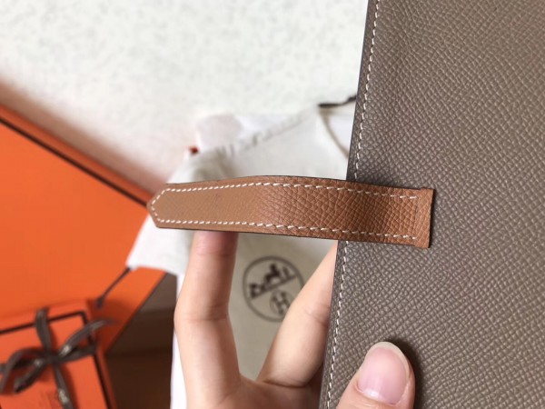 Hermes Bi-Color Epsom Bearn Wallet Taupe/Brown Replica
