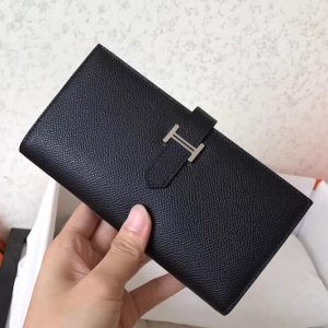 Hermes Black Epsom Bearn Gusset Wallet Replica