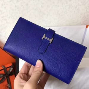 Hermes Blue Electric Epsom Bearn Gusset Wallet Replica