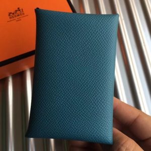 Hermes Blue Jean Epsom Calvi Card Holder Replica