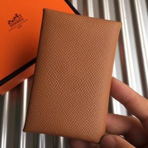 Hermes Brown Epsom Calvi Card Holder Replica