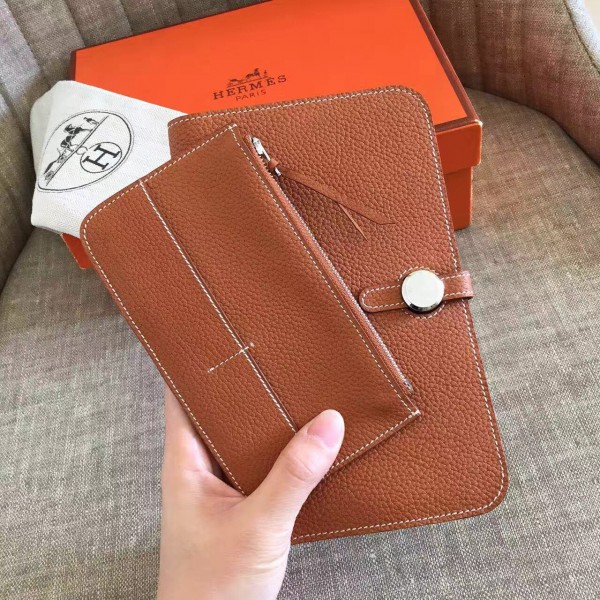 Hermes Dogon Combine Wallet In Brown Leather Replica