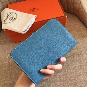 Hermes Dogon Combine Wallet In Jean Blue Leather Replica