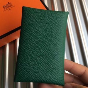 Hermes Green Epsom Calvi Card Holder Replica