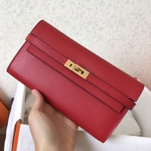 Hermes Kelly Classic Long Wallet In Red Epsom Leather Replica