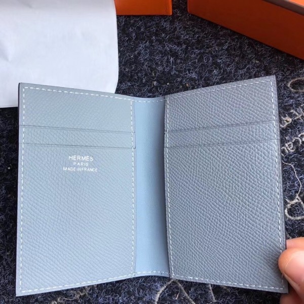 Hermes MC² Euclide Card Holder In Blue Lin Epsom Leather Replica