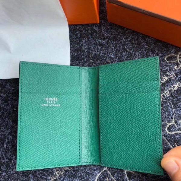 Hermes MC² Euclide Card Holder In Green Epsom Leather Replica