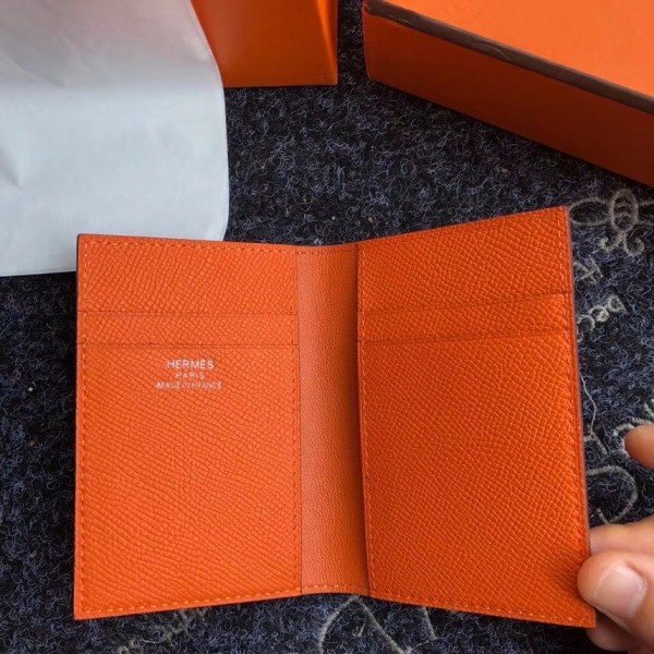 Hermes MC² Euclide Card Holder In Orange Epsom Leather Replica