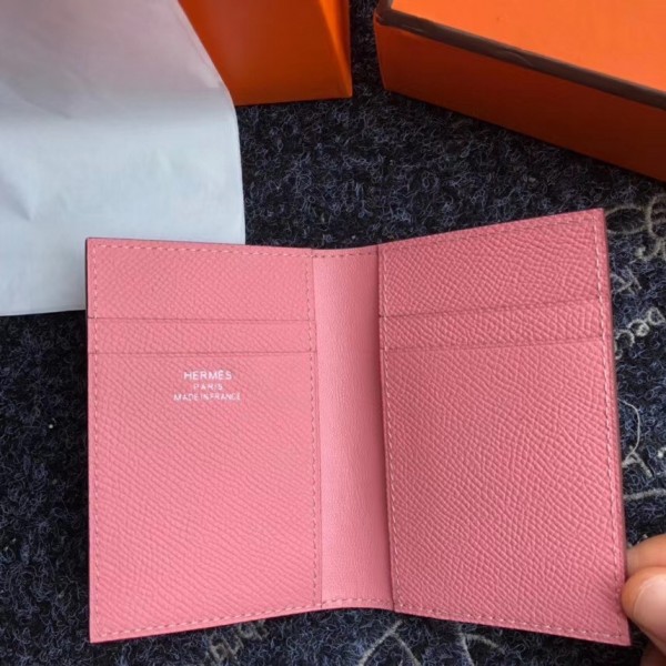 Hermes MC² Euclide Card Holder In Pink Epsom Leather Replica