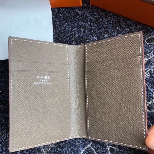 Hermes MC² Euclide Card Holder In Taupe Epsom Leather Replica