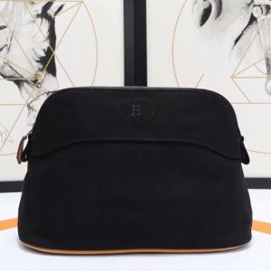 Hermes Medium Bolide Travel Case In Black Cotton Replica