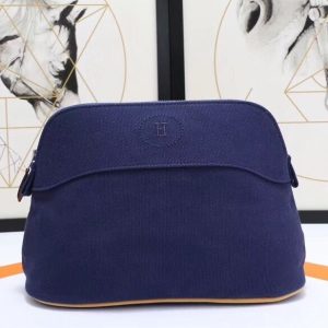 Hermes Medium Bolide Travel Case In Blue Electric Cotton Replica