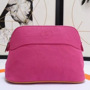 Hermes Medium Bolide Travel Case In Rose Red Cotton Replica