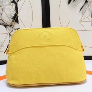 Hermes Medium Bolide Travel Case In Yellow Cotton Replica