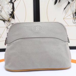 Hermes Medium Bolide Travel Case in Grey Cotton Replica