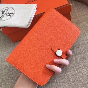 Hermes Orange Dogon Duo Combined Wallet Replica