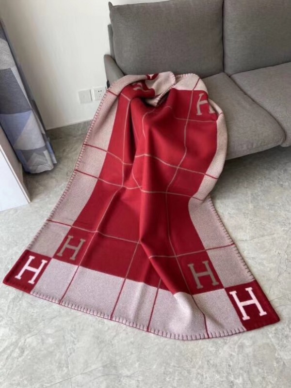 Hermes Red Avalon III Throw Blanket Replica