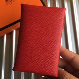 Hermes Red Epsom Calvi Card Holder Replica