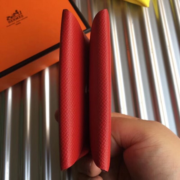 Hermes Red Epsom Calvi Card Holder Replica