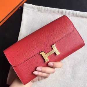 Hermes Red Epsom Constance Long Wallet REPLICA