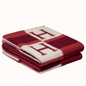 Hermes Rouge Avalon Bayadere Throw Blanket Replica