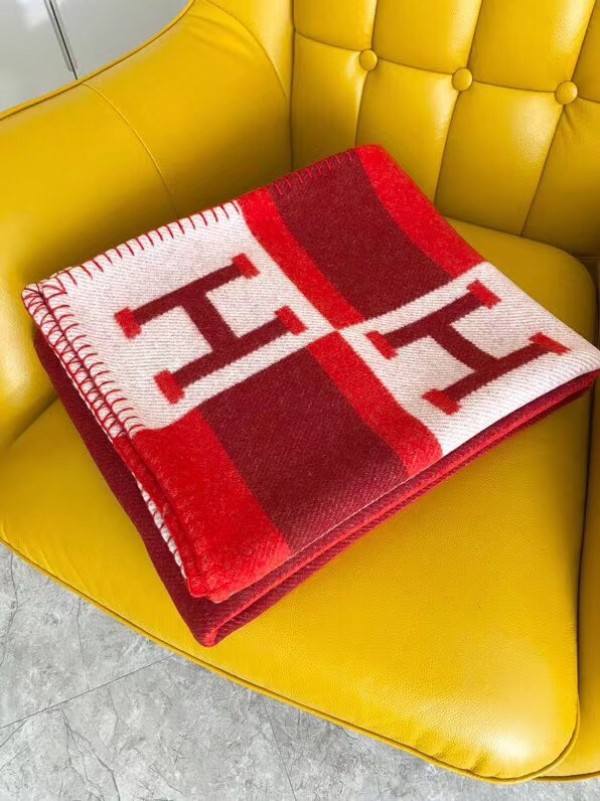 Hermes Rouge Avalon Bayadere Throw Blanket Replica