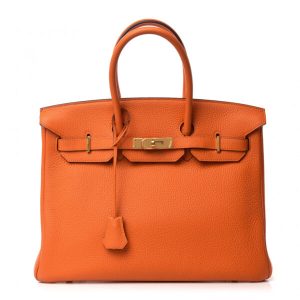 HERMES BIRKIN 35 ORANGE TOGO GOLD HARDWARE REPLICA