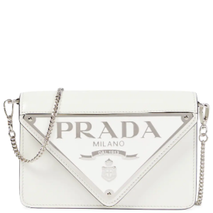 PRADA TRIANGLE LOGO BUFFED SHOULDER BAG WHITE REPLICA