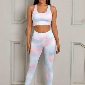 PRINTED SPORTS BRA AND LEGGINGS SET REPLICA