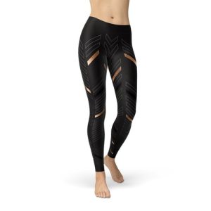 WOMENS SPORTS STRIPES BLACK LEGGINGS REPLICA