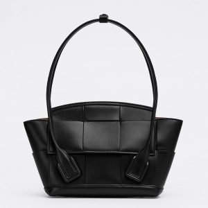 Bottega Veneta Arco Small Bag In Black Intrecciato Calfskin Replica