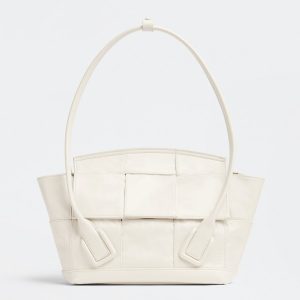 Bottega Veneta Arco Small Bag In White Intrecciato Leather Replica