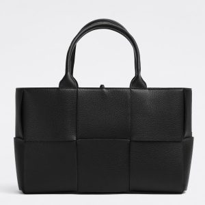 Bottega Veneta Arco Small Tote In Black Grained Leather Replica